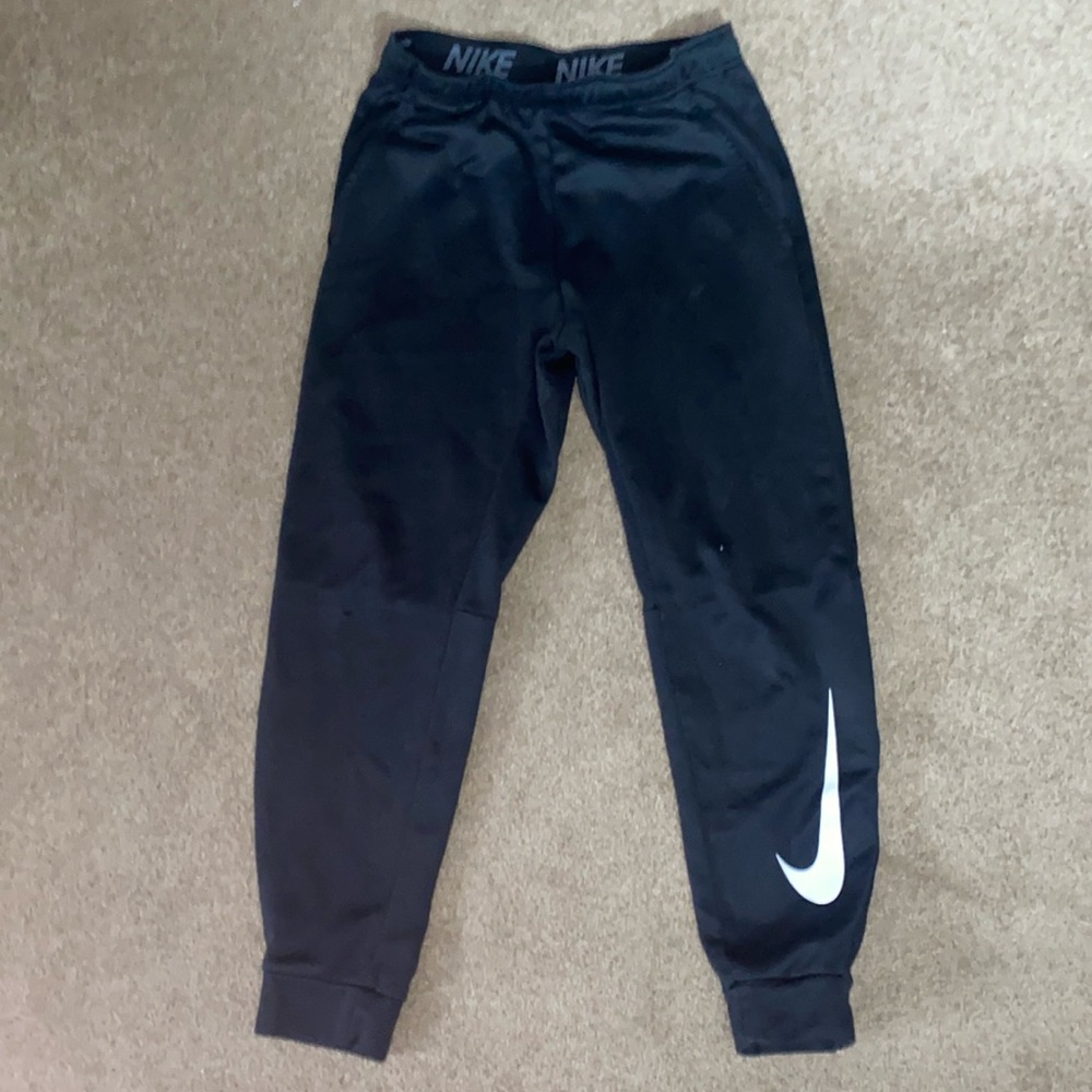 Nike Therma Tapered Swoosh Fleece Lined Sports Training Long Pants Black